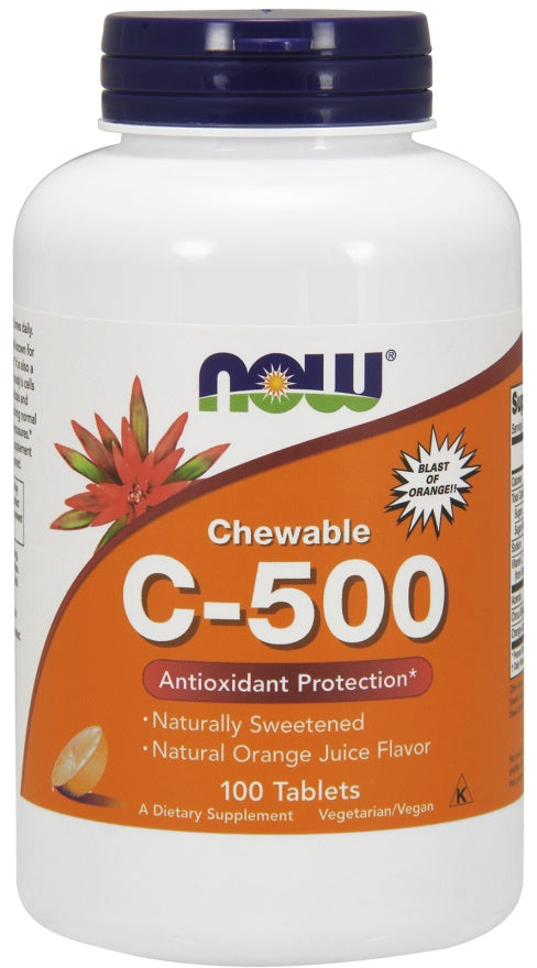 NOW Foods Vitamin C-500 Chewable, Orange - 100 tabs