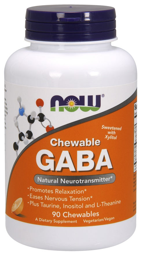 NOW Foods GABA Chewable with Taurine, Inositol and L-Theanine - 90