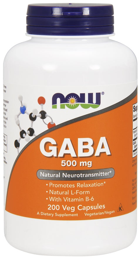 NOW Foods GABA with Vitamin B6, 500mg - 200 vcaps