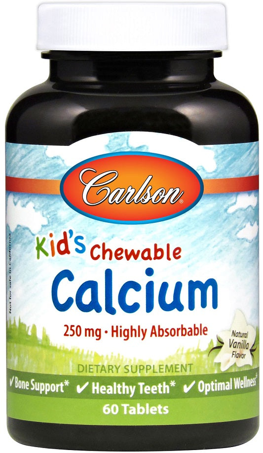 Carlson Labs Kid's Chewable Calcium, 250mg Natural Vanilla - 60 ta