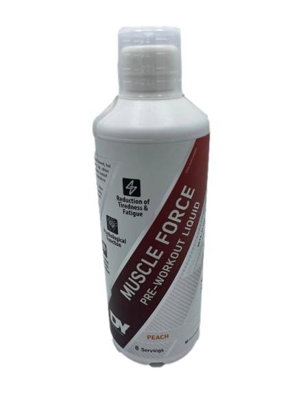 Dorian Yates Muscle Force Liquid Pre-Workout, Peach - 500 ml.