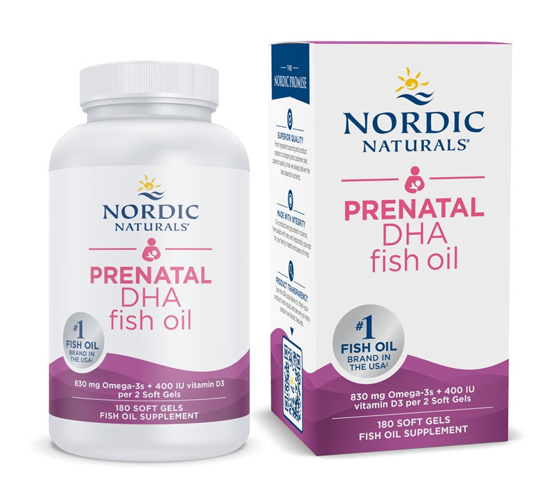 Nordic Naturals Prenatal DHA, 830mg Omega-3 + 400 IU D3 Unflavored