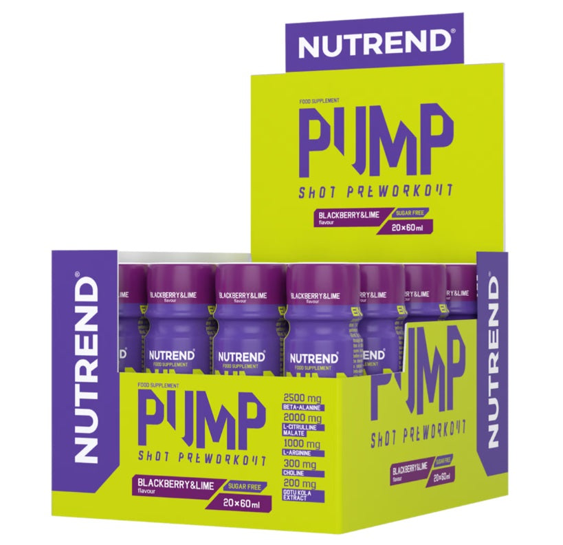 Nutrend Pump Pre-Workout Shot, Blackberry & Lime - 20 x 60 ml.