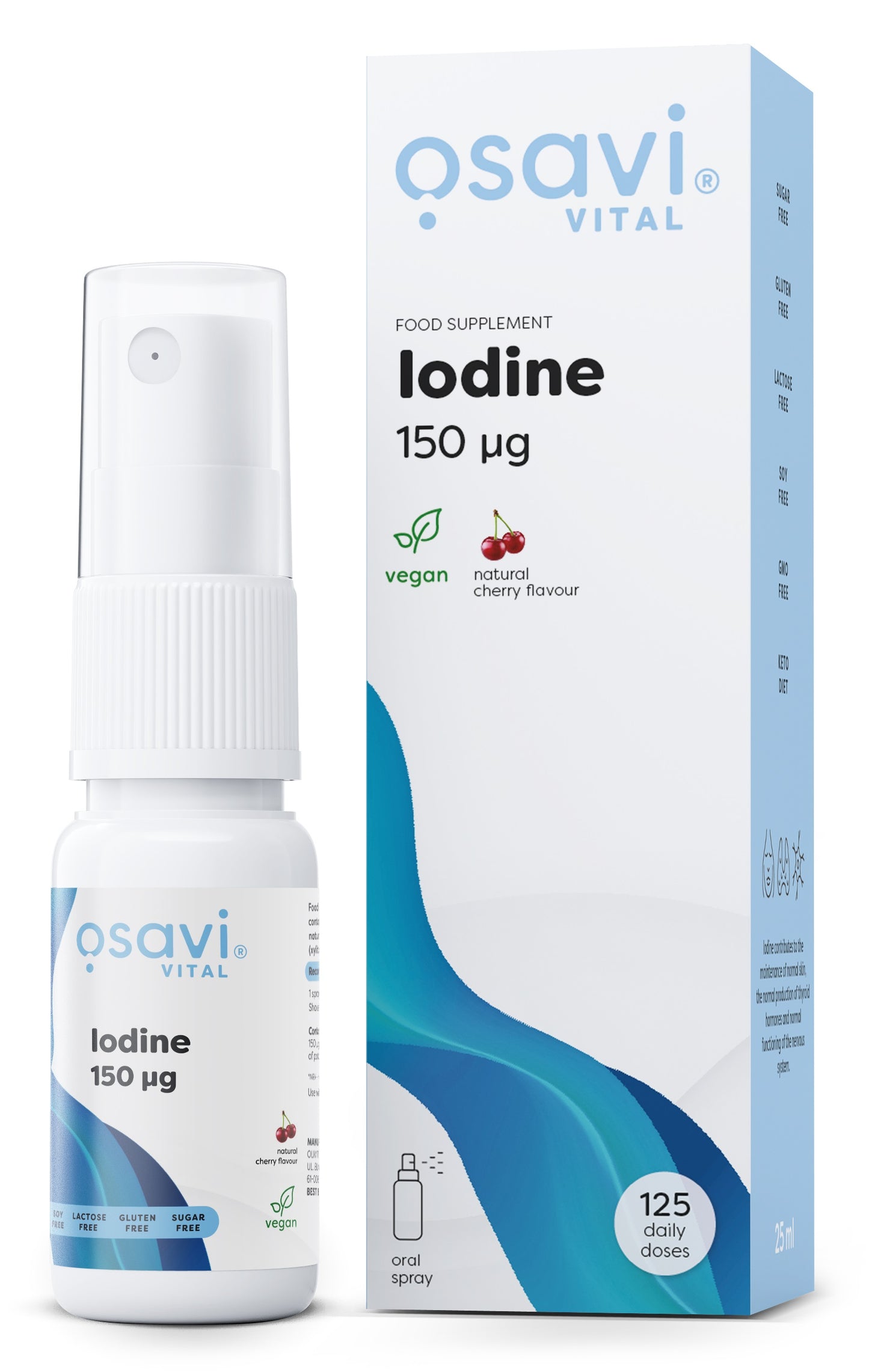 Osavi Iodine Oral Spray, 150mcg (Cherry) - 25 ml.