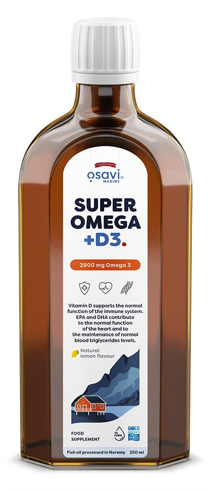 Osavi Super Omega + D3, 2900mg Omega 3 (Lemon) - 250 ml.