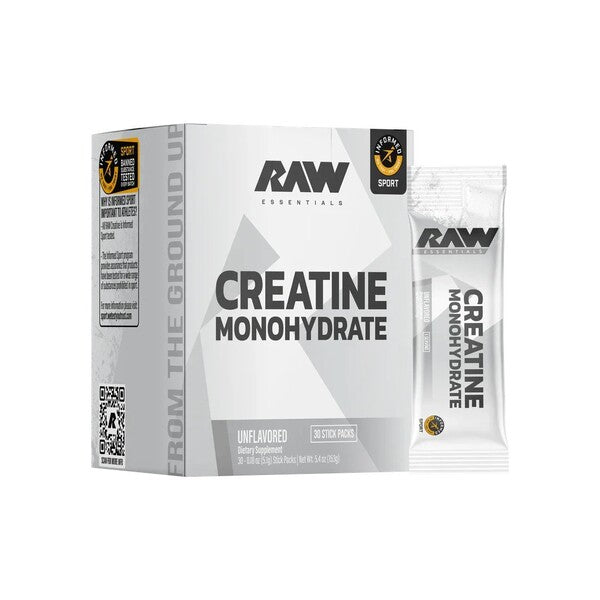 Raw Nutrition Creatine Monohydrate Stick Packs, Unflavoured - 30 x