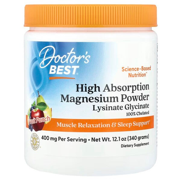 Doctor's Best High Absorption Magnesium Powder, Fruit Punch - 340g