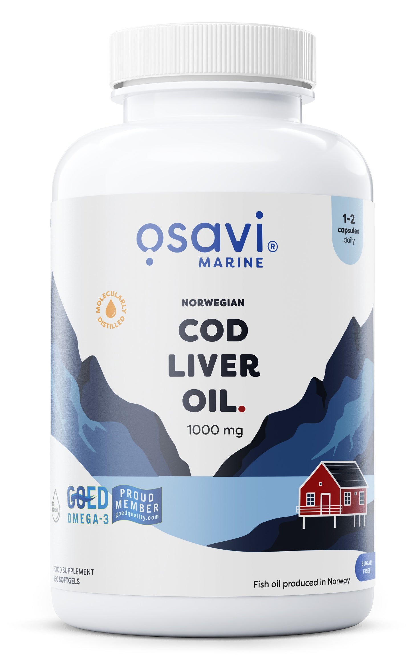 Osavi Norwegian Cod Liver Oil Softgels, 1000mg (Lemon) - 180 softg