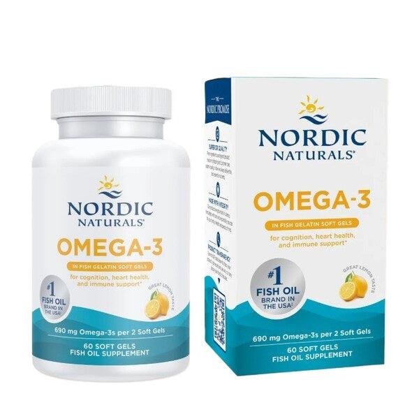 Nordic Naturals Omega-3, 690mg Lemon (Fish Gelatin) - 60 softgels