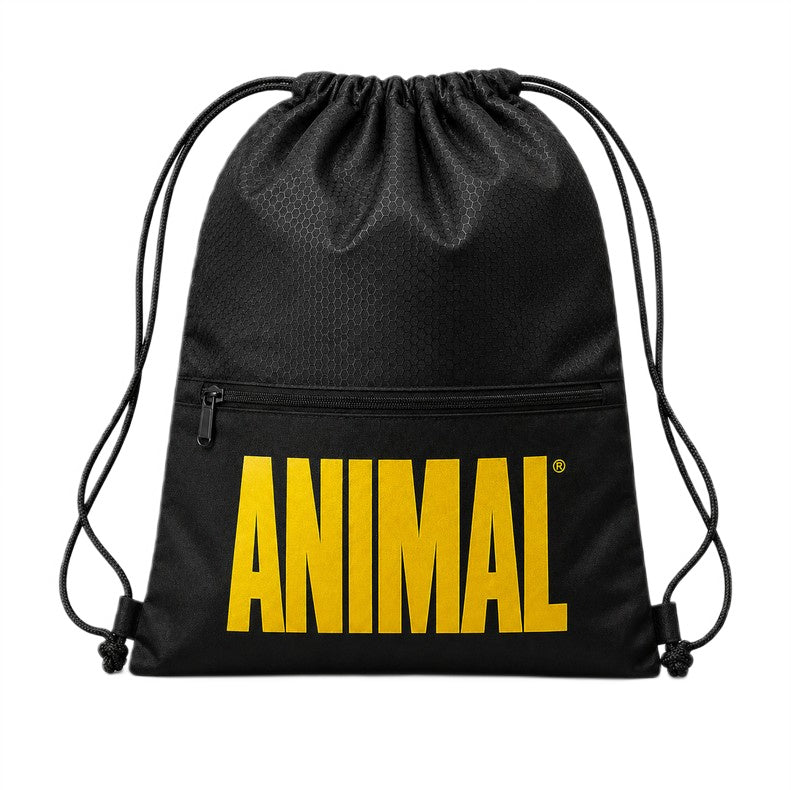 Animal Animal Drawstring Backpack - Black with Yellow
