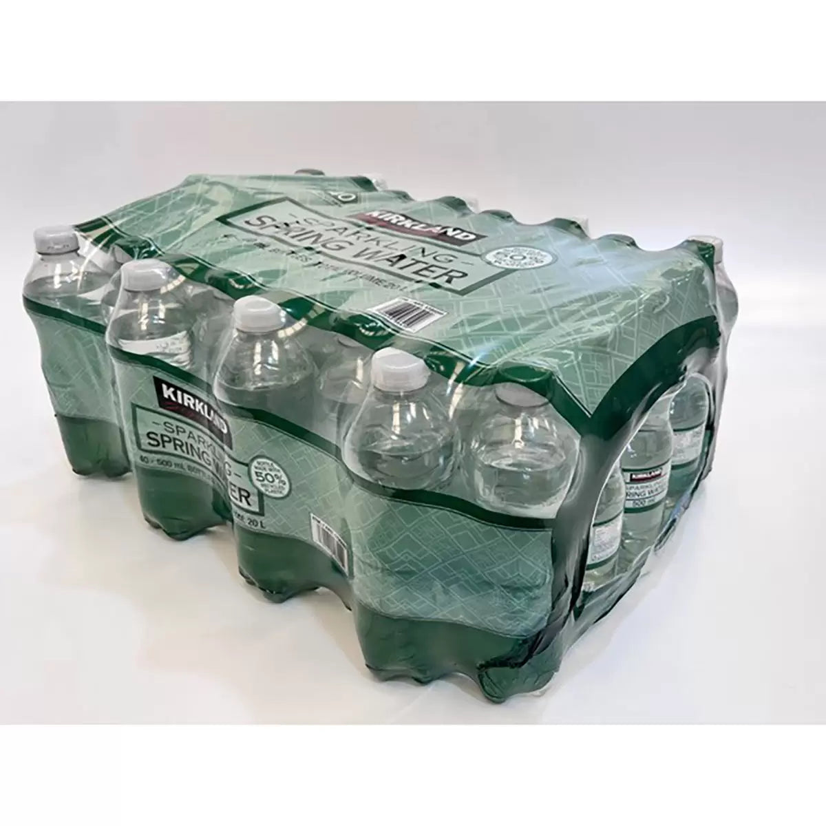 Kirkland Signature Sparkling Spring Water 500ml bottle close-up