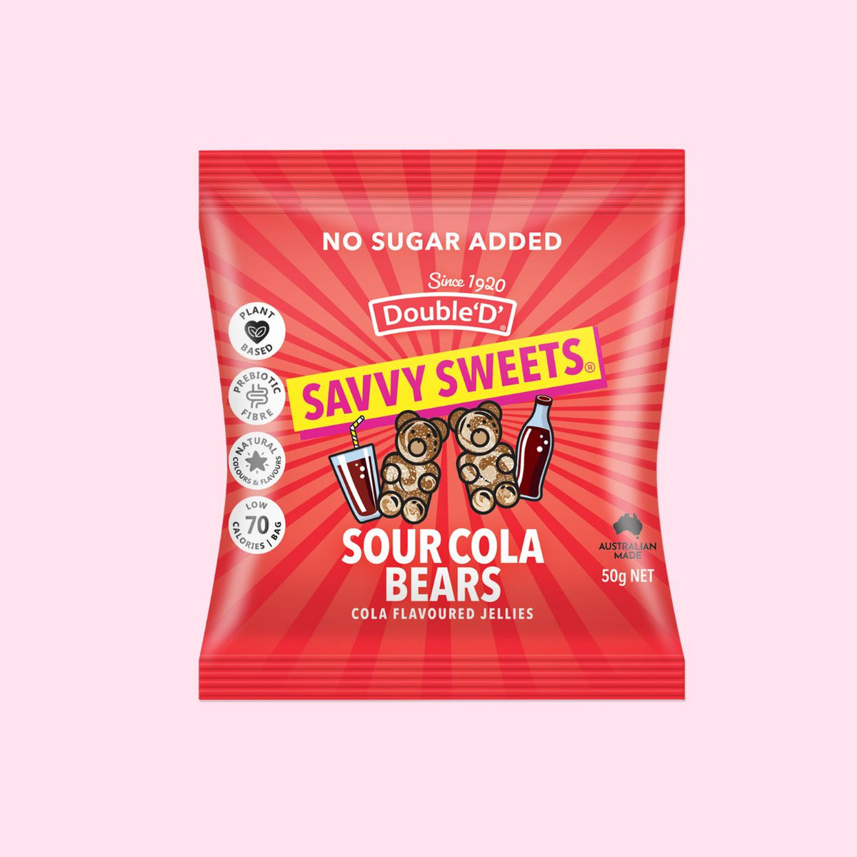 Savvy Sweets Sour Cola Bears 12x50g Sour Cola