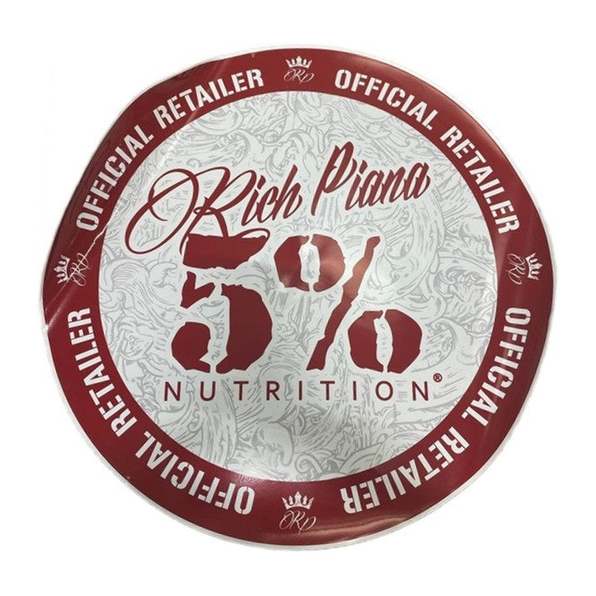 5% Nutrition 5% Nutrition Window Cling Circle, Red & Filigree
