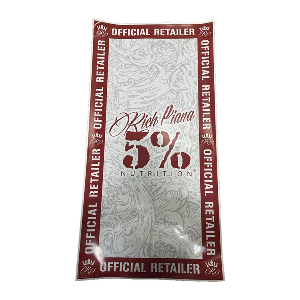 5% Nutrition 5% Nutrition Window Cling Rectangular, Red & Filigree