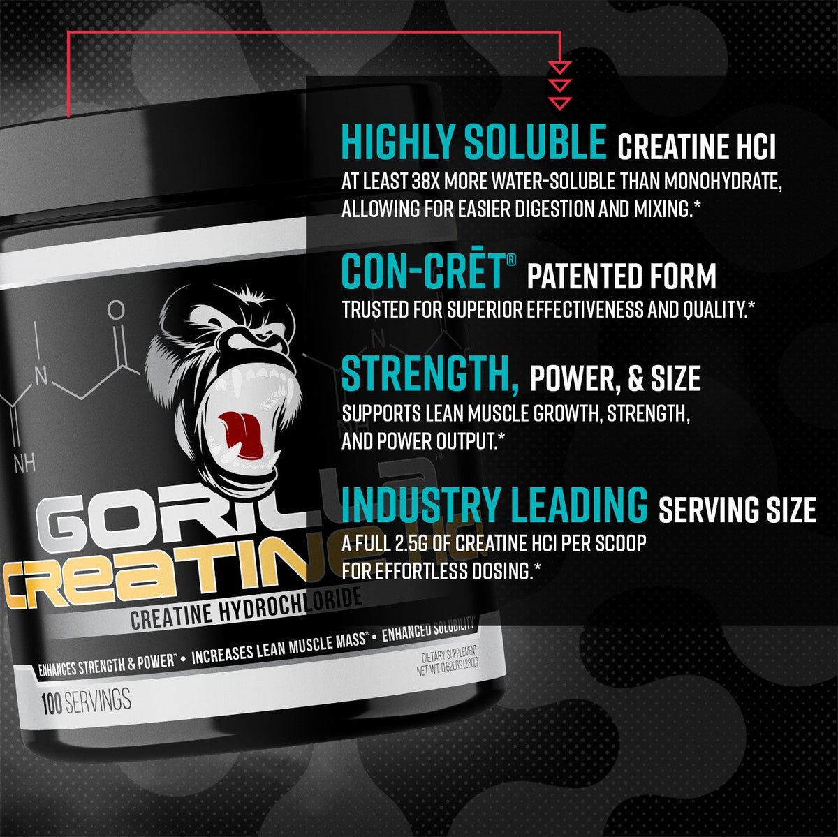 Gorilla Mind Creatine HCl - 100 servings