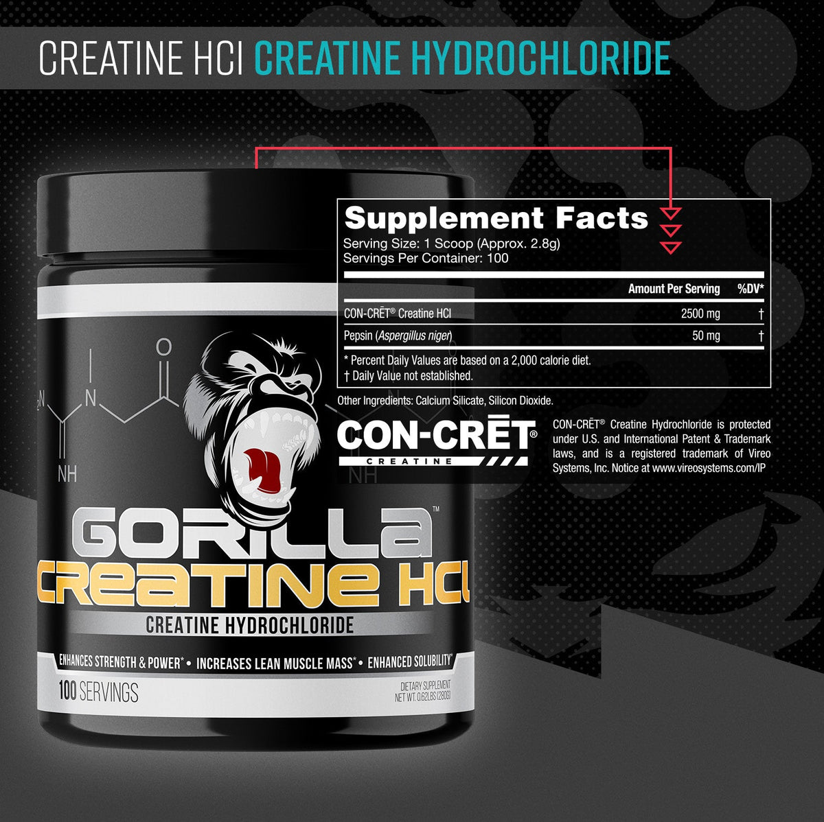 Gorilla Mind Creatine HCl - 100 servings