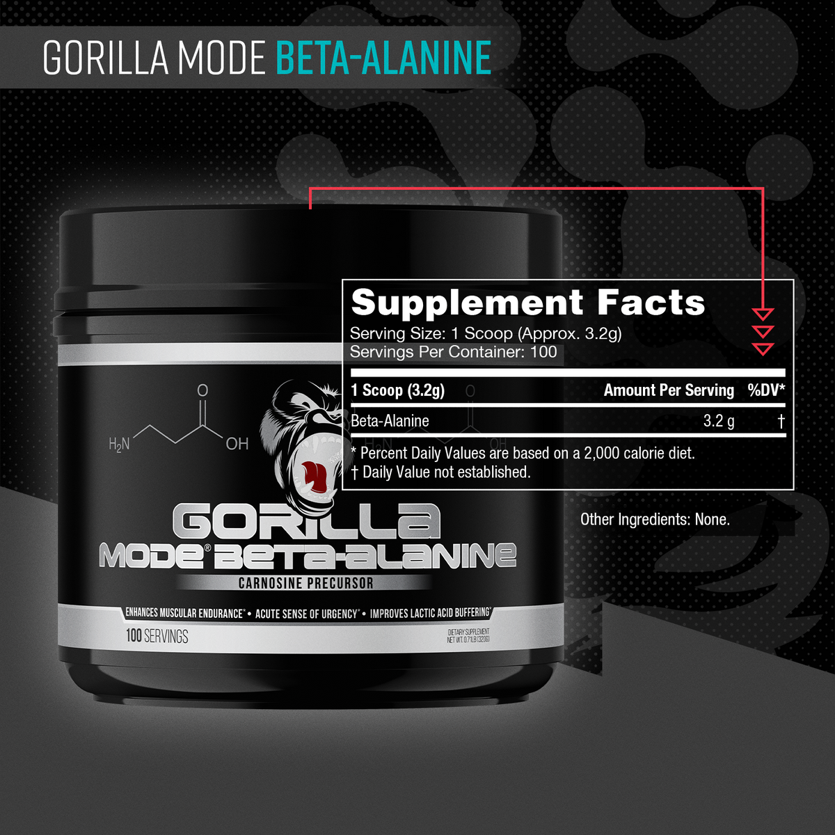 Gorilla Mind Beta-Alanine - 100 servings