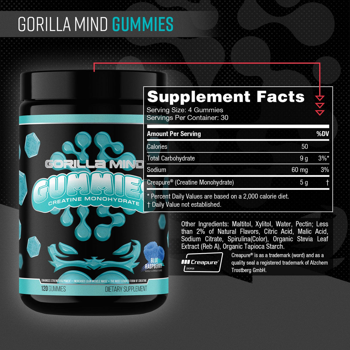 Gorilla Mind Creatine Gummies - 30 servings