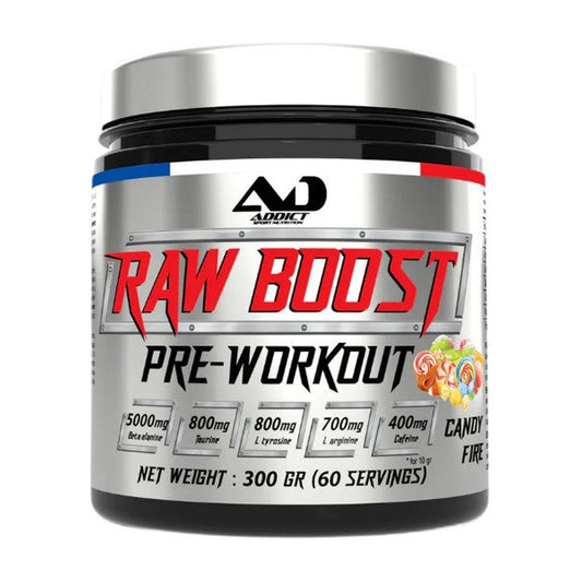 Addict Sport Nutrition Raw Boost Pre-Workout, Candy Fire - 300g