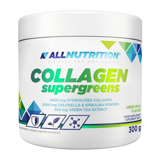 Allnutrition Collagen Supergreens, Green Apple - 300g
