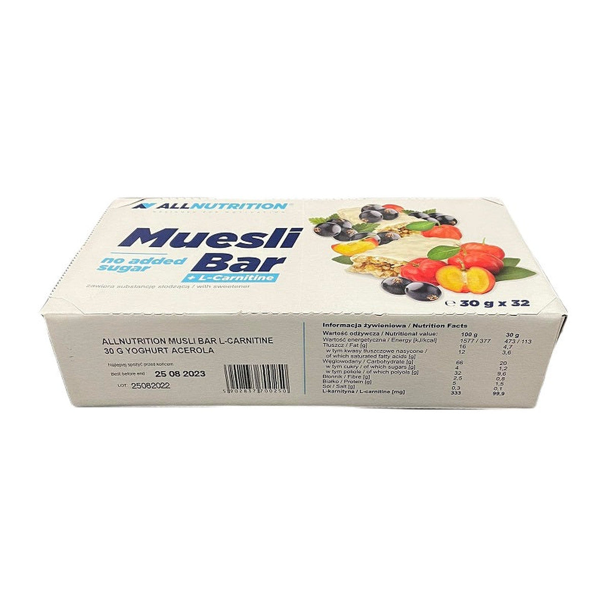 Allnutrition Muesli Bar + L-Carnitine, Yoghurt & Acerola - 32 bars