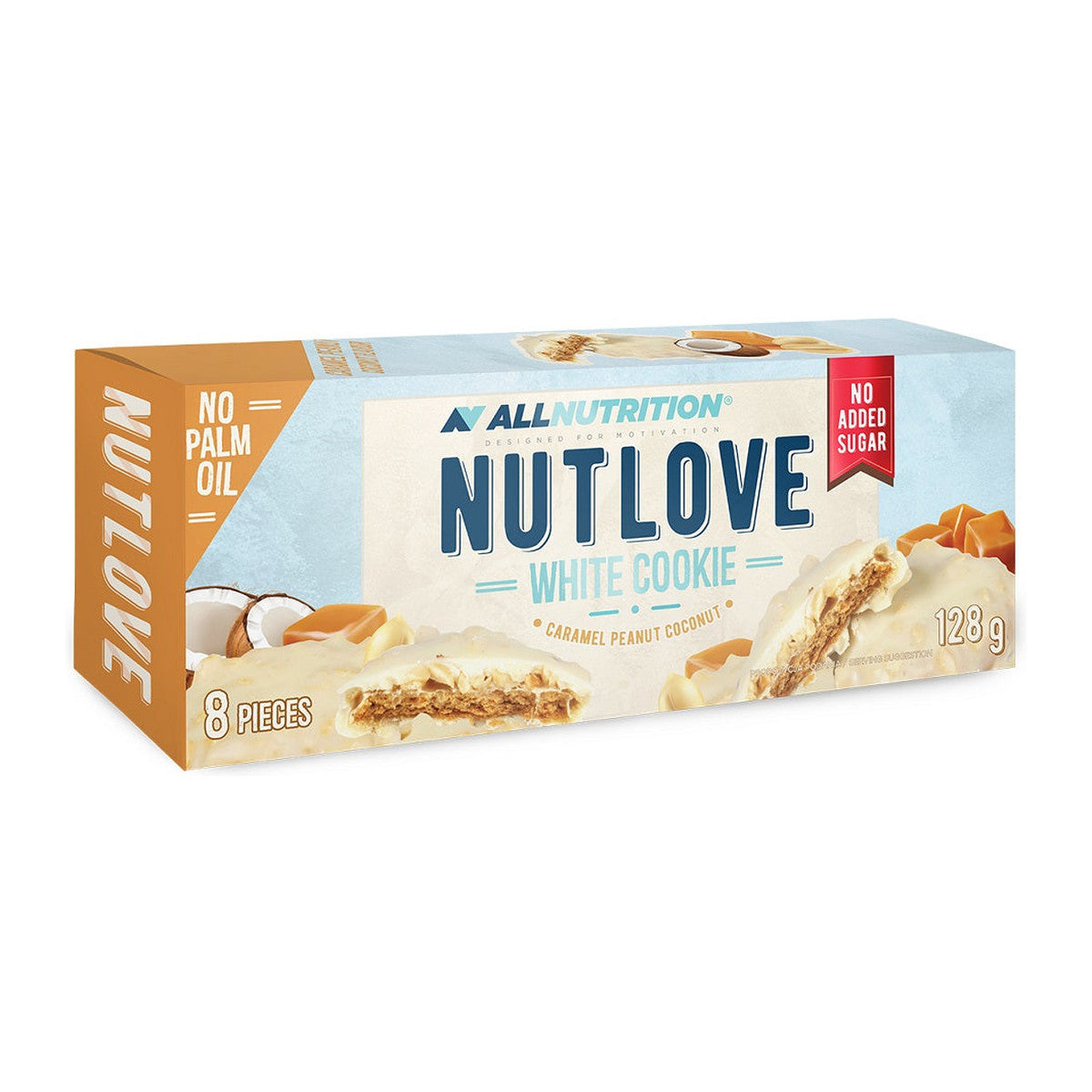 Allnutrition Nutlove White Cookie, Caramel Peanut Coconut - 8 cook