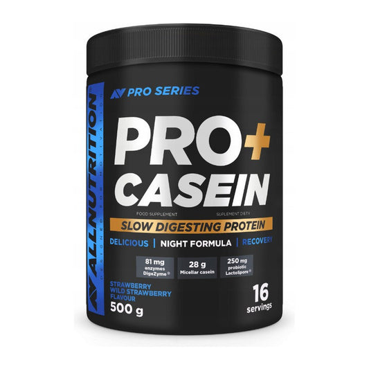 Allnutrition Pro+ Casein, Strawberry-Wild Strawberry - 500g