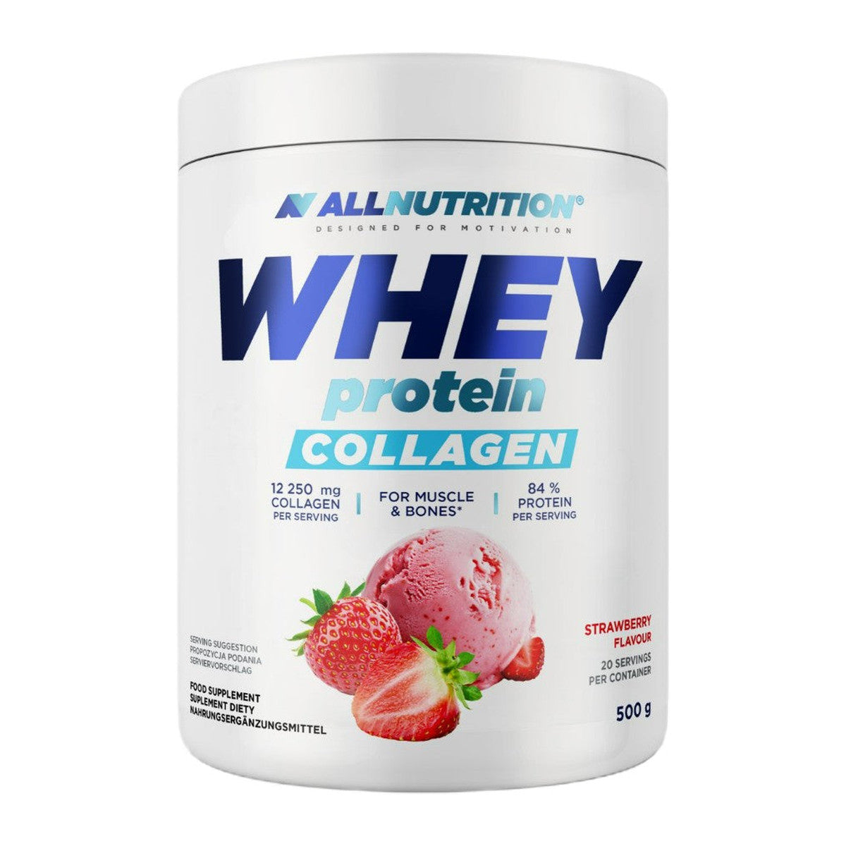 Allnutrition Whey Protein Collagen, Strawberry - 500g