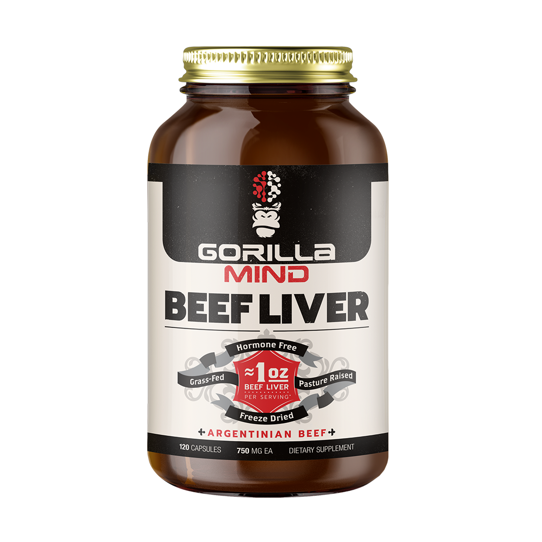 Gorilla Mind Grass-Fed Beef Liver Capsules