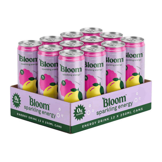 Bloom Sparkling Energy, Raspberry Lemon - 12 x 250ml.