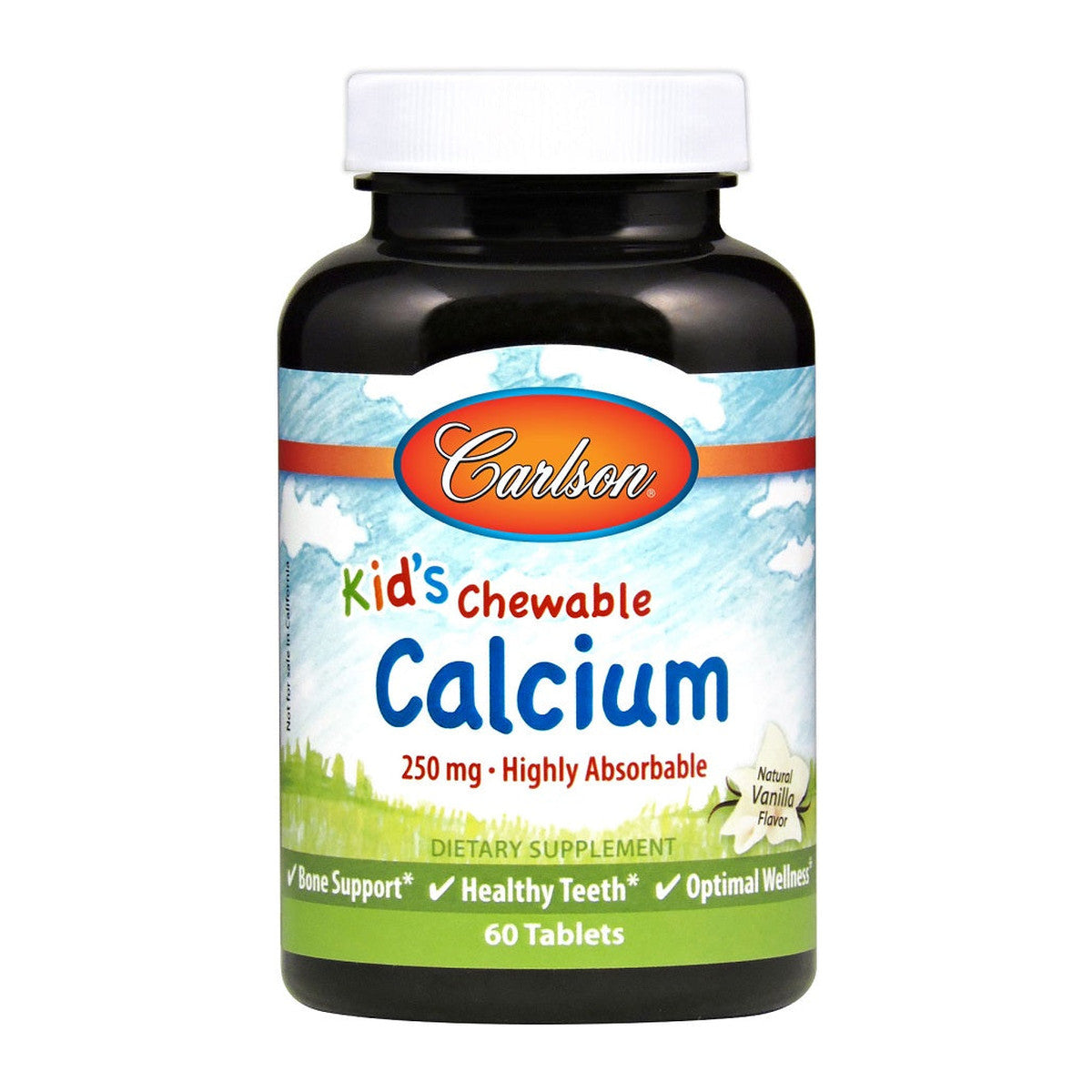 Carlson Labs Kid's Chewable Calcium, 250mg Natural Vanilla - 60 ta