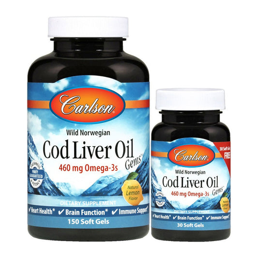 Carlson Labs Wild Norwegian Cod Liver Oil Gems, 460mg - 150 + 30 s