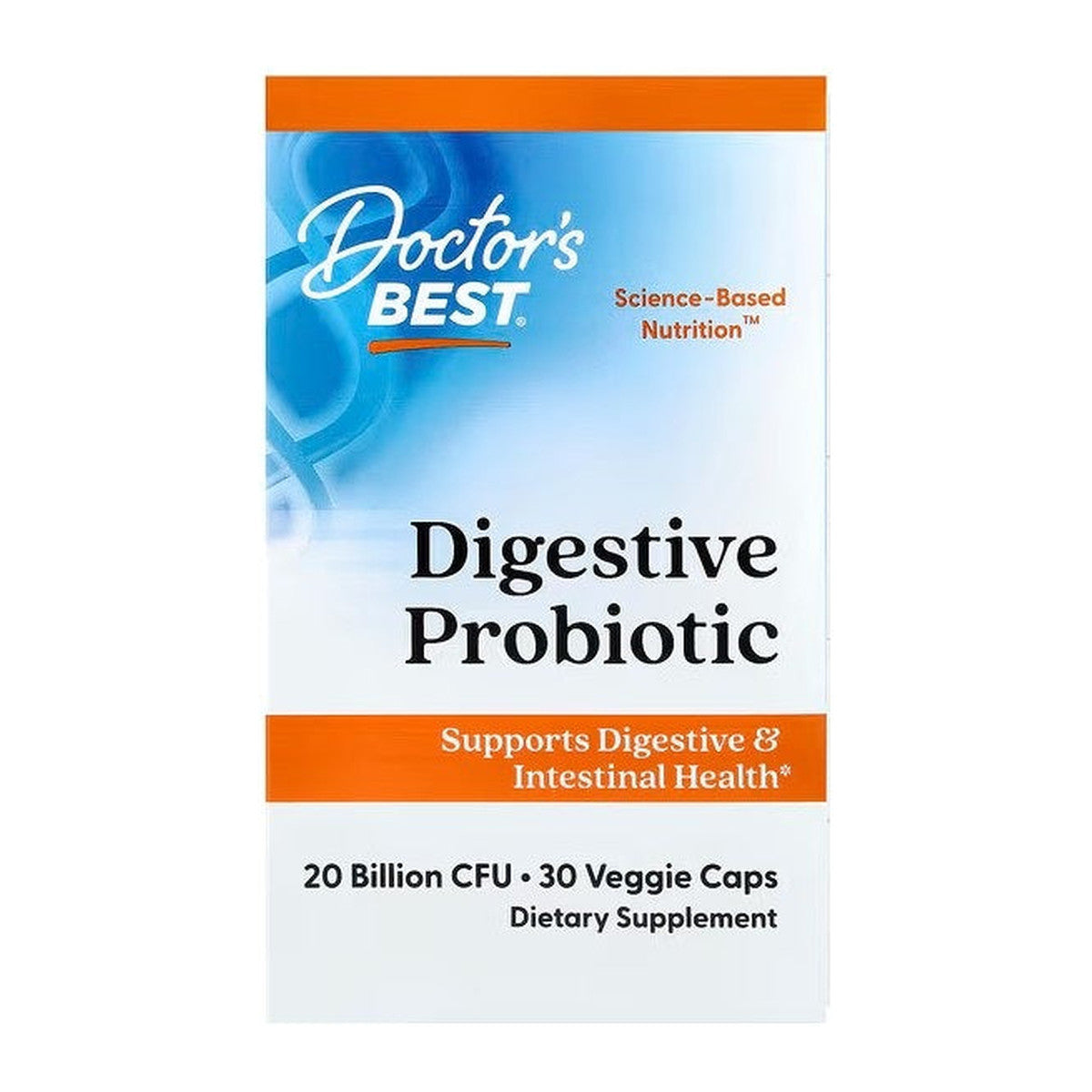 Doctor's Best Digestive Probiotic, 20 Billion CFU - 30 vcaps