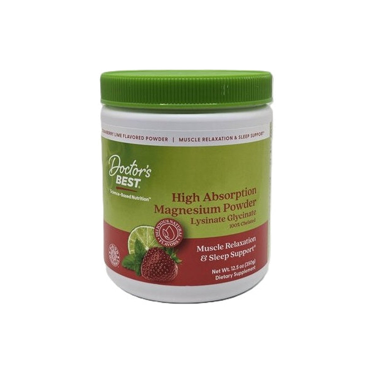 Doctor's Best High Absorption Magnesium Powder, Strawberry Lime