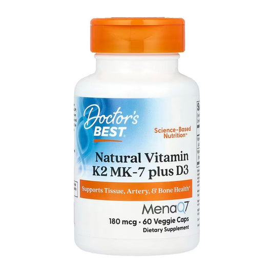 Doctor's Best Natural Vitamin K2 MK7 with MenaQ7 plus D3, 180mcg