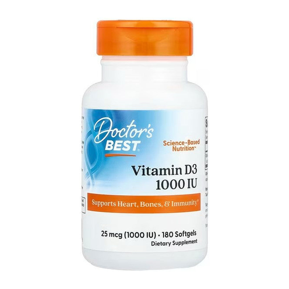 Doctor's Best Vitamin D3, 1000 IU - 180 softgels