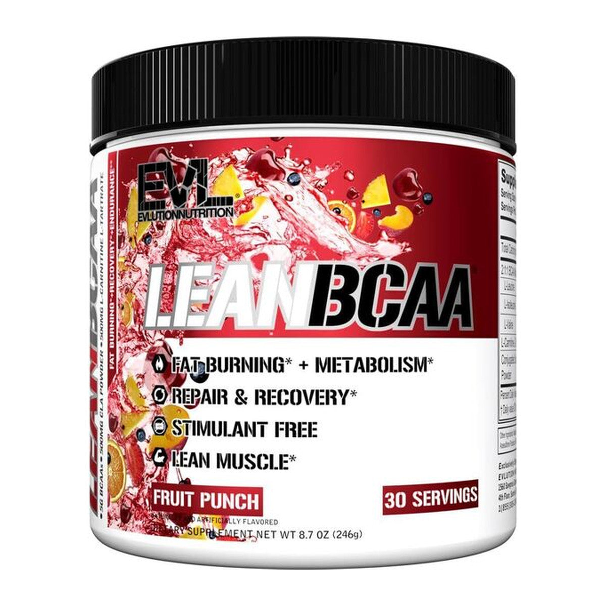 EVLution Nutrition Lean BCAA, Fruit Punch - 246g