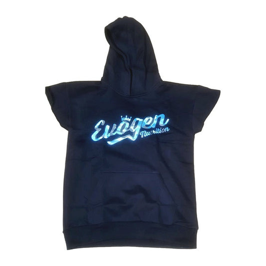 Evogen Men's Cap Sleeve Hoodie, Blue Camo Script - Size M