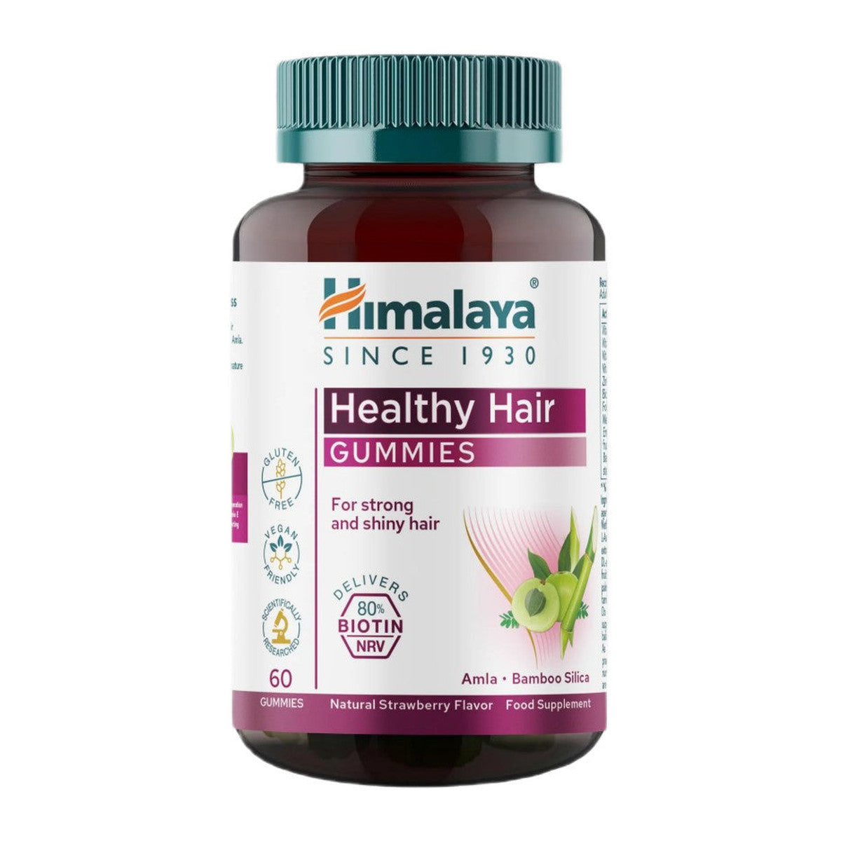 Himalaya Healthy Hair Gummies, Natural Strawberry - 60 gummies