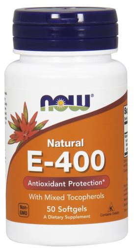 NOW Foods Vitamin E-400 - Natural (Mixed Tocopherols) - 50 softgel