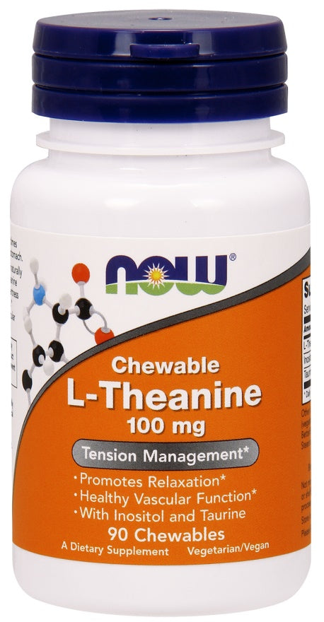 NOW Foods L-Theanine with Inositol and Taurine, 100mg - 90 chewabl