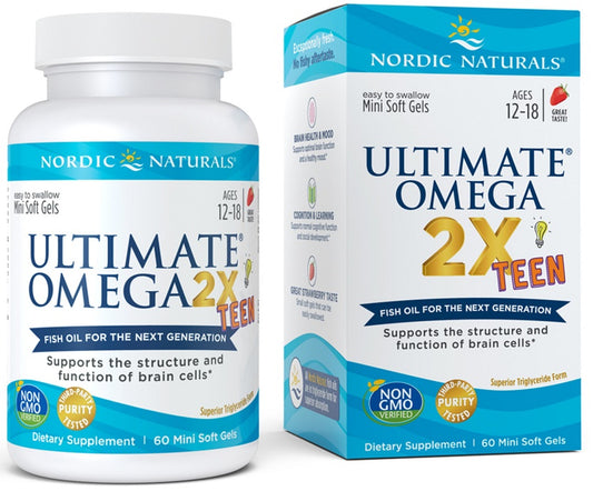 Nordic Naturals Ultimate Omega 2X Fish Oil TEEN, Strawberry - 60 m