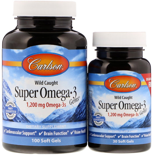 Carlson Labs Wild Caught Super Omega-3 Gems, 1200mg - 100 + 30 sof