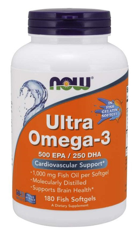 NOW Foods Ultra Omega-3 (In Fish Gelatin Softgels) - 180 fish soft