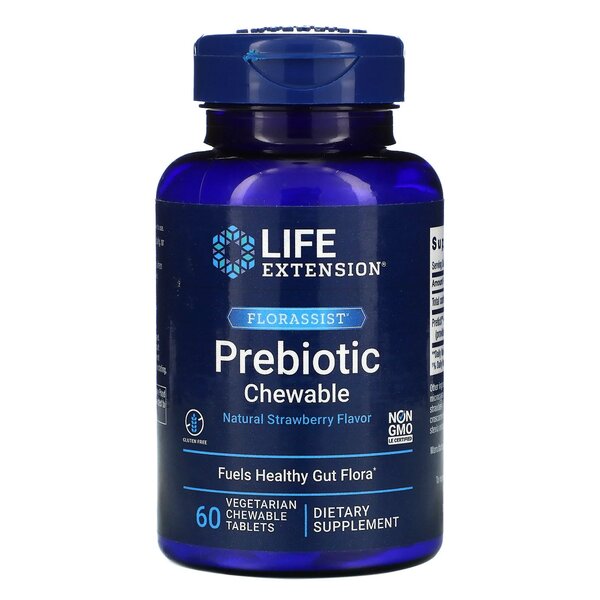 Life Extension Florassist Prebiotic Chewable, Natural Strawberry