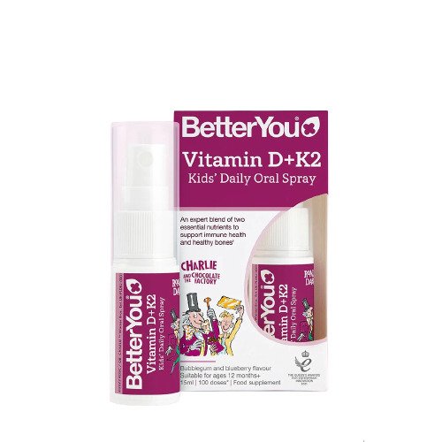 BetterYou Vitamin D+K2 Kid's Daily Oral Spray, Bubblegum & Blueber