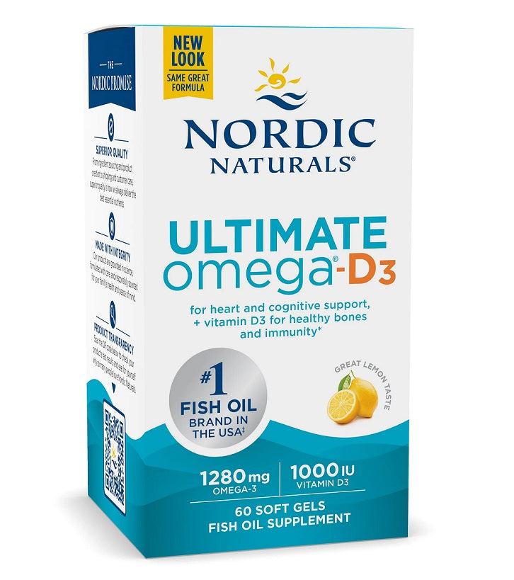 Nordic Naturals Ultimate Omega-D3 Fish Oil, 1280mg Lemon - 60 soft