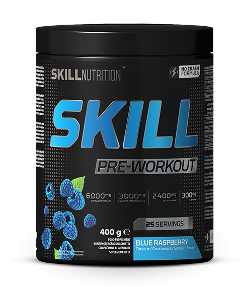 Skill Nutrition Skill Pre-Workout, Blue Raspberry - 400-412g