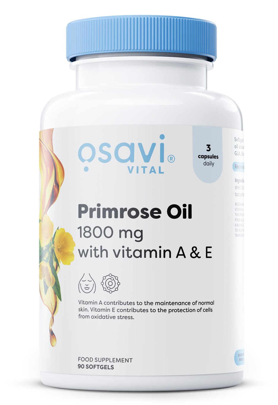 Osavi Primrose Oil with Vitamin A & E, 1800mg - 90 softgels