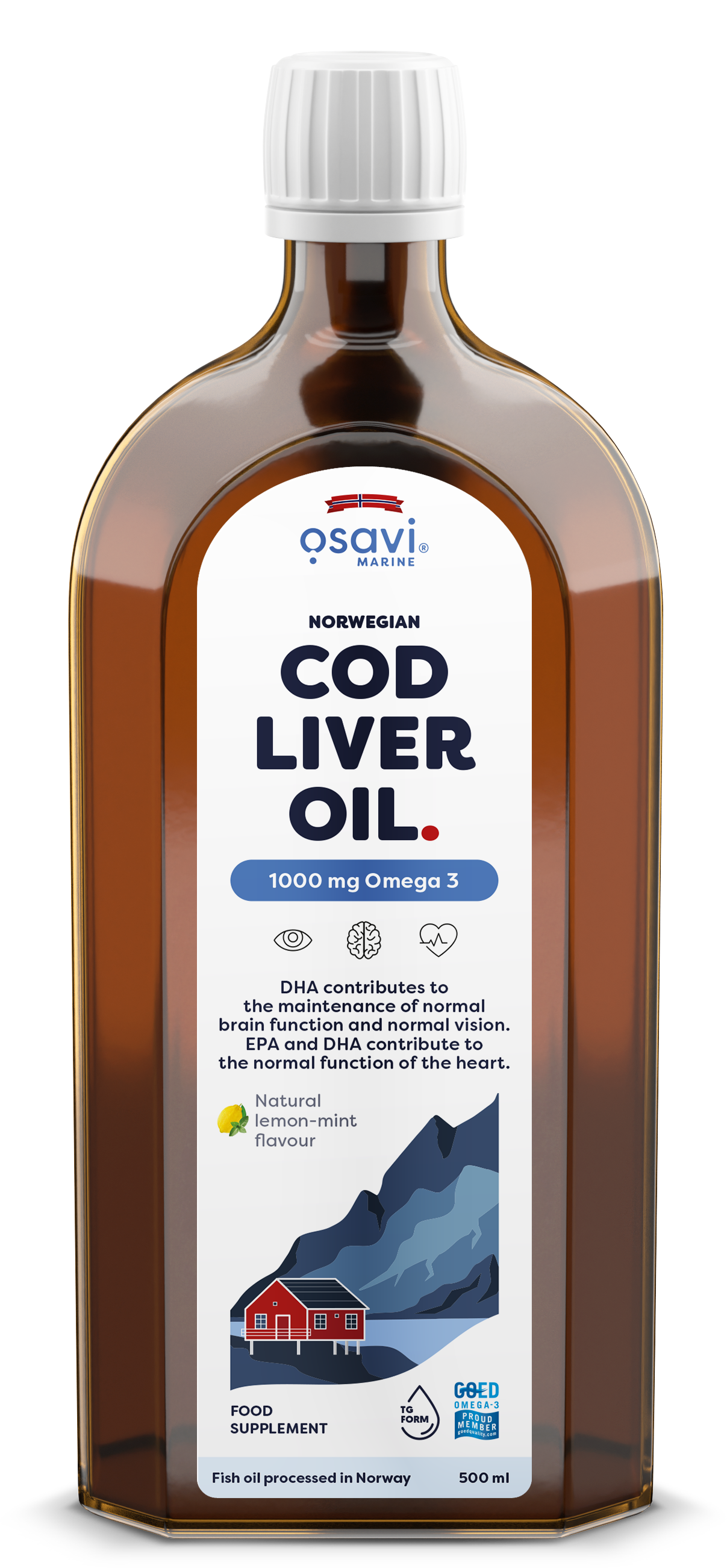 Osavi Norwegian Cod Liver Oil, 1000mg Omega 3 (Lemon-Mint) - 500 m